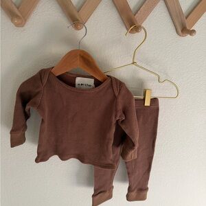 Eorthe Brown Waffle Baby Shirt & Pants Set
